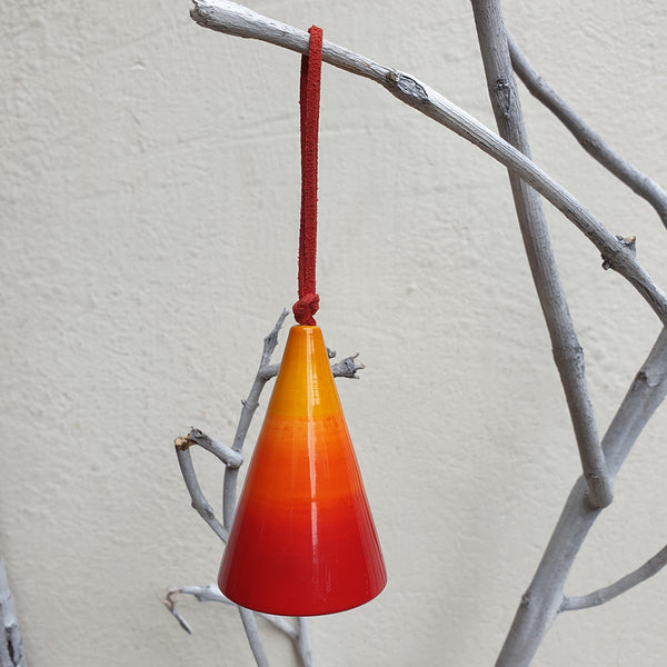 red-yellow conical Christmas Bell