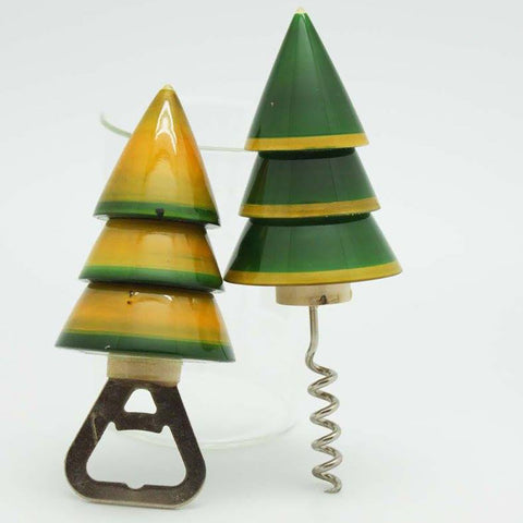 Xmas tree-shaped wooden bottle openers
