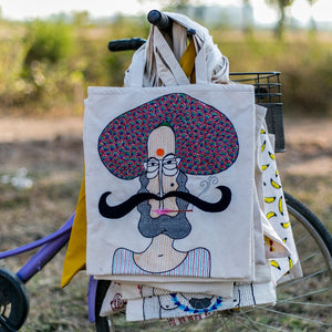 Turbaned Man, Embroidered Tote Bag