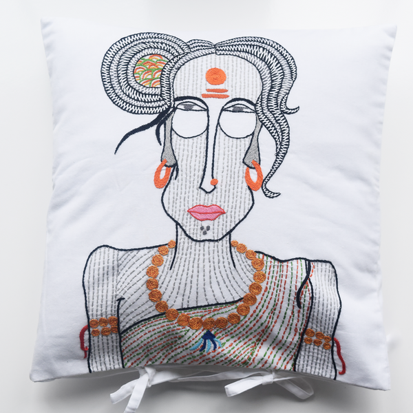 Sadvi, Embroidered Cushion Cover 16" x 16"