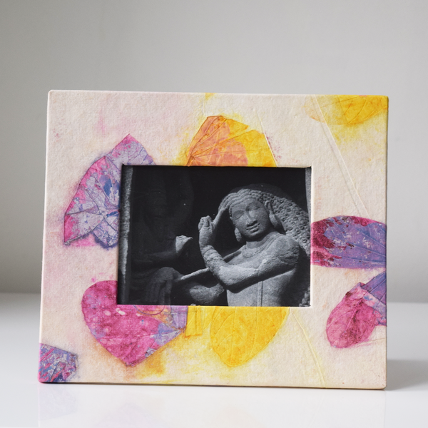 Yellow-Fuchsia recycled paper picture frame