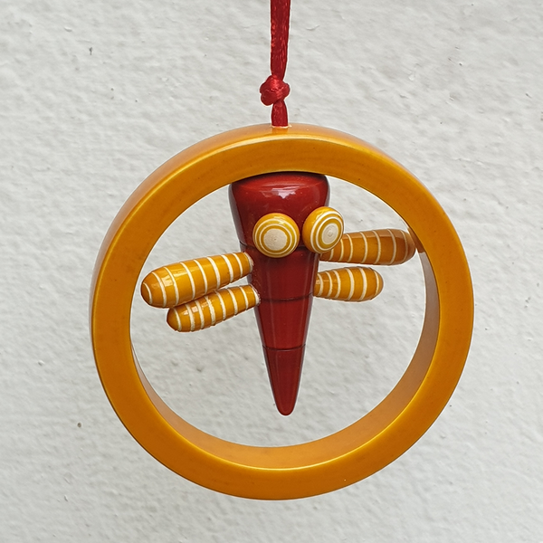 Yellow-Red Dragonfly Christmas ornament